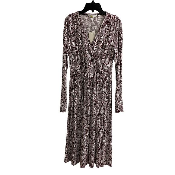 Boden Dresses & Skirts - NWT Boden Layla Maroon Zebra Wave Dress 6 Long